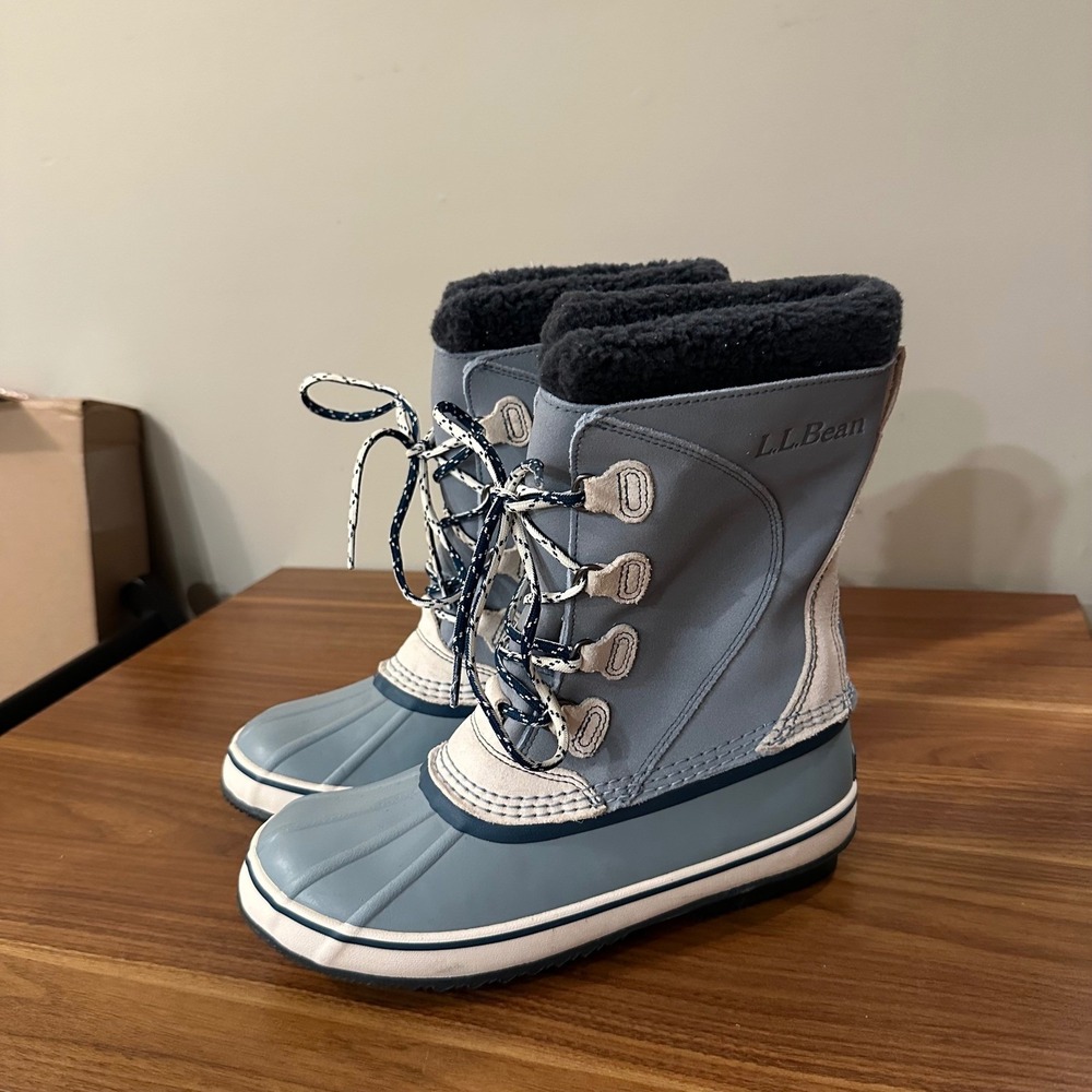 LL Bean Wildcat Boots Womens 8 Blue Waterproof Snow Winter Duck Boots 284882